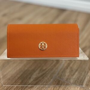 Tory Burch Burnt Orange Sunglasses Case Leather Minimalist Design